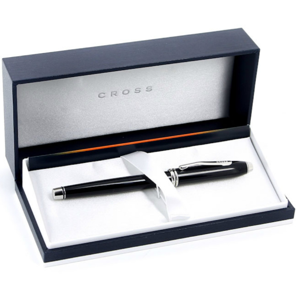 Ручка перьевая Cross TOWNSEND-BLACK LACQUER RHODIUM PLATED
