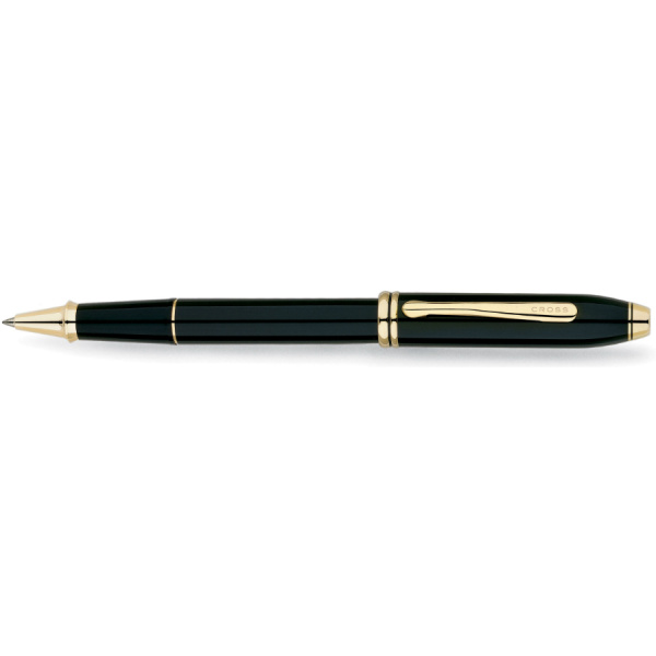 Ручка роллер Cross TOWNSEND-BLACK LACQUER GOLD PLATED