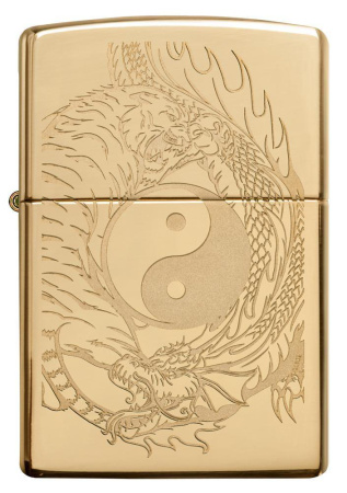 Зажигалка ZIPPO Tiger and Dragon с покрытием High Polish Brass 49024