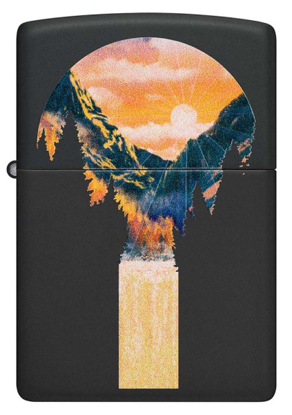 Зажигалка ZIPPO Mountain Waterfall с покрытием Black Light 48676
