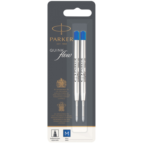 Стержень для шариковой ручки Parker QuinkFlow Z08: M, синий, 2шт