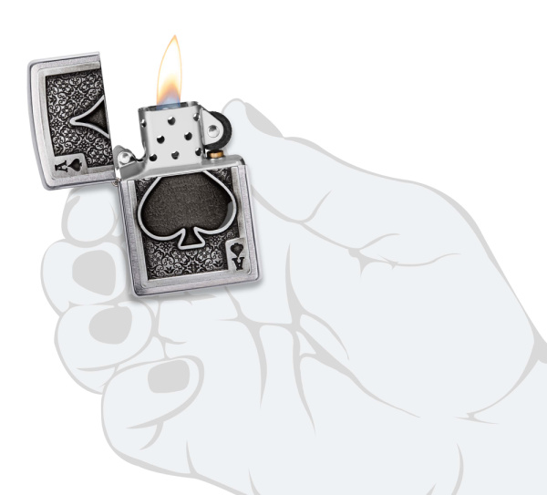 Зажигалка ZIPPO Ace Of Spades с покрытием Brushed Chrome 49637