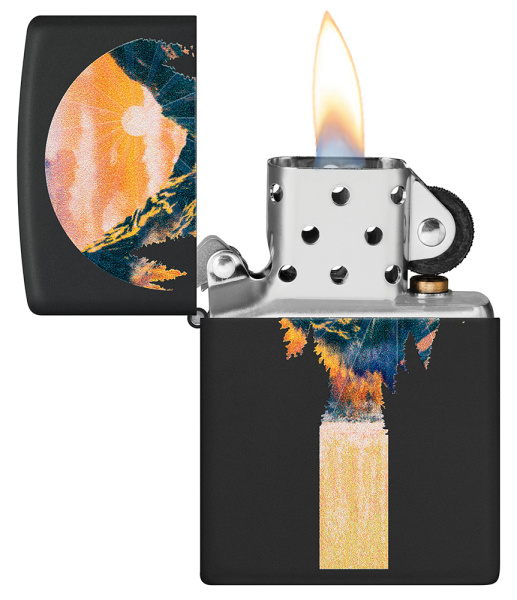 Зажигалка ZIPPO Mountain Waterfall с покрытием Black Light 48676