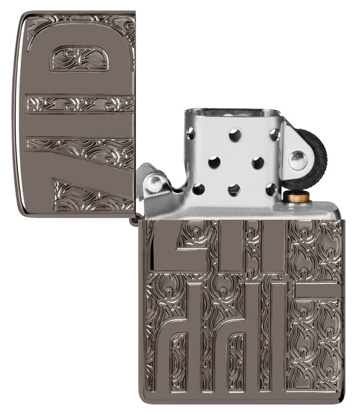 Зажигалка ZIPPO Reverse Carve с покрытием Black Ice® 46312