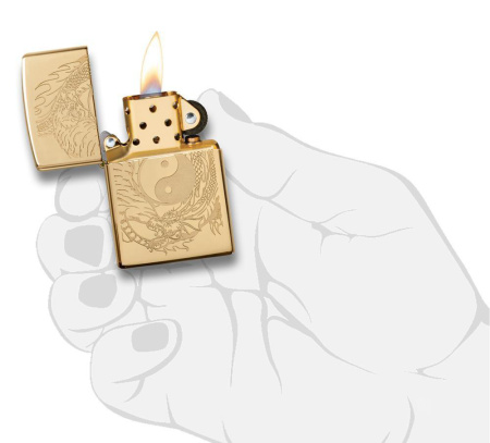 Зажигалка ZIPPO Tiger and Dragon с покрытием High Polish Brass 49024