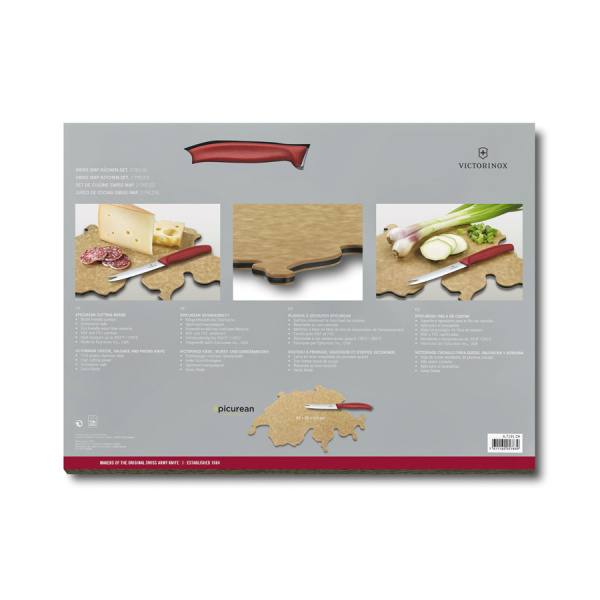 Набор Victorinox Swiss Map: нож для овощей и сыра 11 см + разделочная доска Epicurean