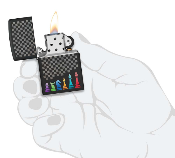 Зажигалка ZIPPO Chess Pieces с покрытием Black Matte 48662
