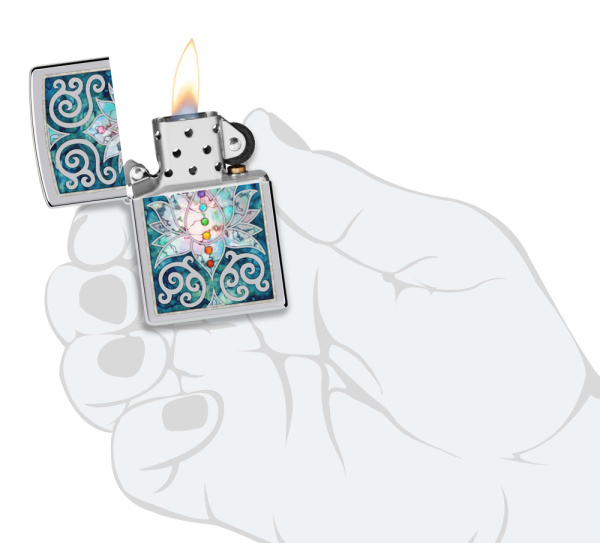 Зажигалка ZIPPO Lotus Flower с покрытием High Polish Chrome 48592