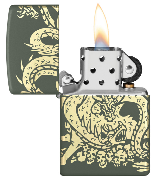 Зажигалка ZIPPO Dragon Design с покрытием Green Matte 48907