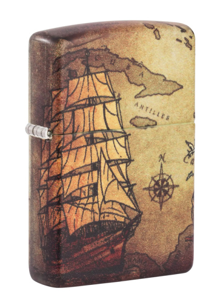 Зажигалка Zippo Pirate Ship с покрытием White Matte 49355