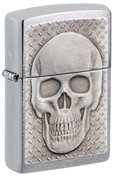 Зажигалка ZIPPO Skull Design с покрытием Brushed Chrome 29818