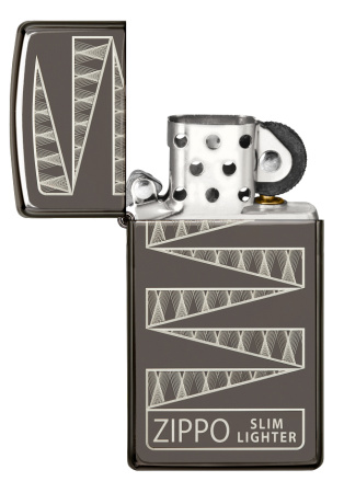 Зажигалка ZIPPO узкая в честь 65-летия с покрытием черный лед | Slim® 65th Anniversary Black Ice® 49709