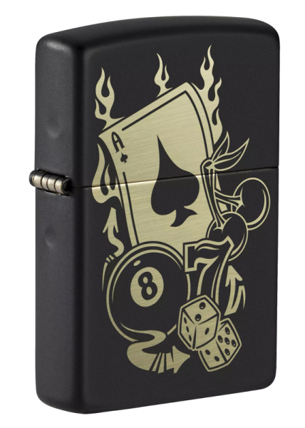 Зажигалка Zippo Gambling Design с покрытием Black Matte