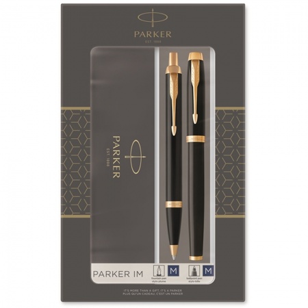Подарочный набор Parker: Ручка перьевая + ручка шариковая Parker IM Core - Black GT