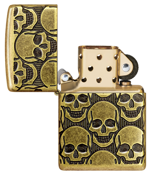 Зажигалка ZIPPO Armor® Cackling Cranium с покрытием Antique Brass 46302