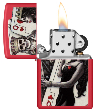 Зажигалка ZIPPO Skull King Queen Beauty с покрытием Red Matte 48624