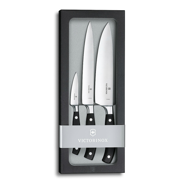 Набор Victorinox кухонный, 3 предмета, лезвие прямое, черный (подарочная упаковка)