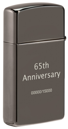 Зажигалка ZIPPO узкая в честь 65-летия с покрытием черный лед | Slim® 65th Anniversary Black Ice® 49709