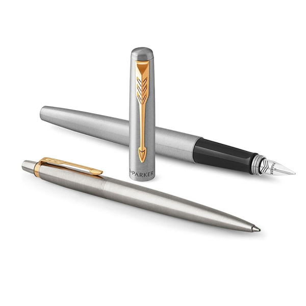 Подарочный набор Parker: Ручка перьевая + ручка шариковая Parker Jotter Core - Stainless Steel GT