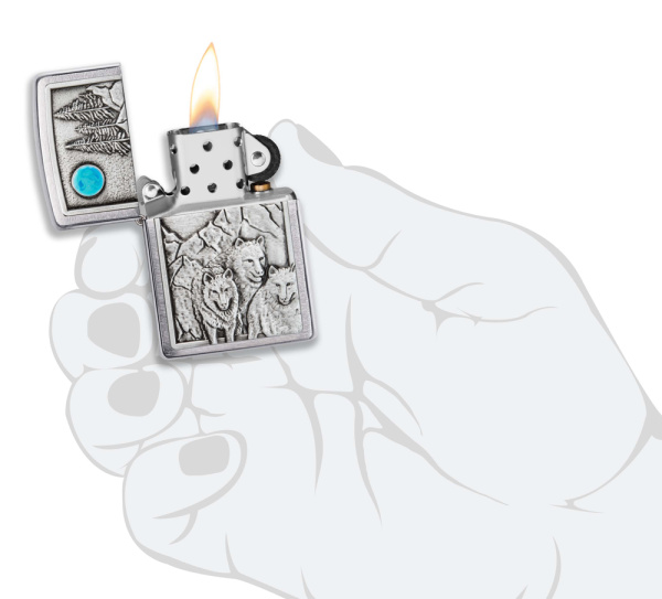 Зажигалка ZIPPO Wolf Design с покрытием Brushed Chrome 49295
