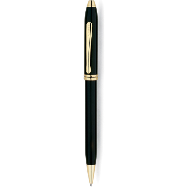 Ручка шариковая Cross TOWNSEND-BLACK LACQUER GOLD PLATED