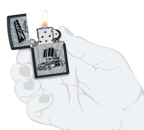 Зажигалка ZIPPO Car Design с покрытием Black Matte 48572