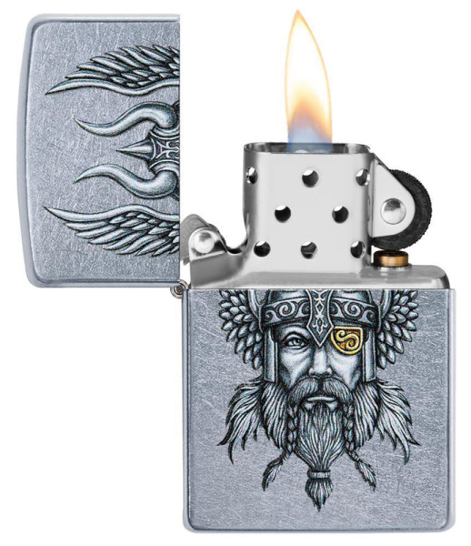 Зажигалка ZIPPO Viking Warrior с покрытием Street Chrome™ 29871