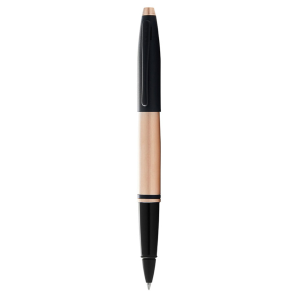 Ручка-роллер Cross Calais - Brushed Rose Gold Plate and Black Lacquer
