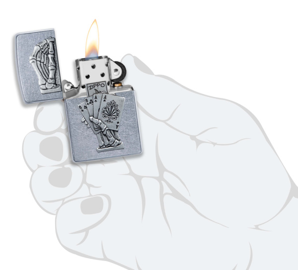 Зажигалка ZIPPO Dead Mans Hand с покрытием Street Chrome 49536
