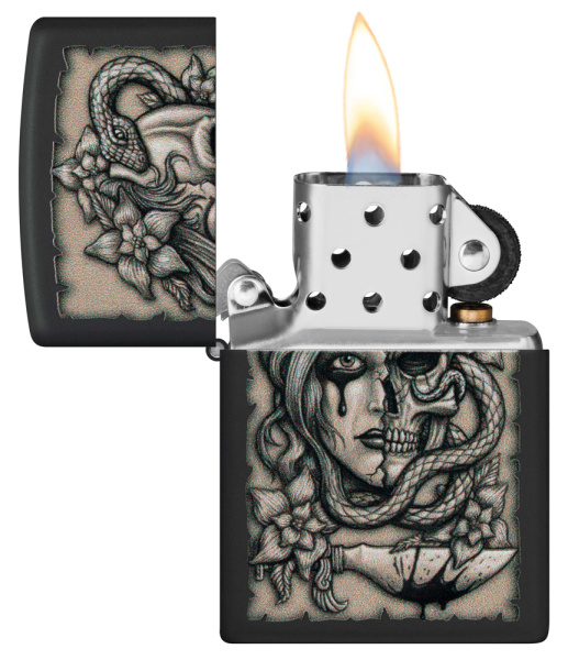 Зажигалка ZIPPO Gory Tattoo с покрытием Black Matte 48616