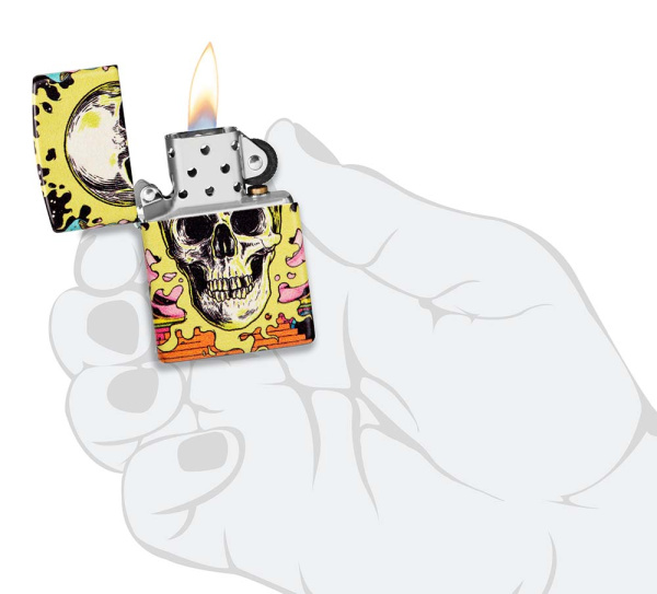 Зажигалка ZIPPO Skull Design с покрытием Glow In The Dark Green 48640