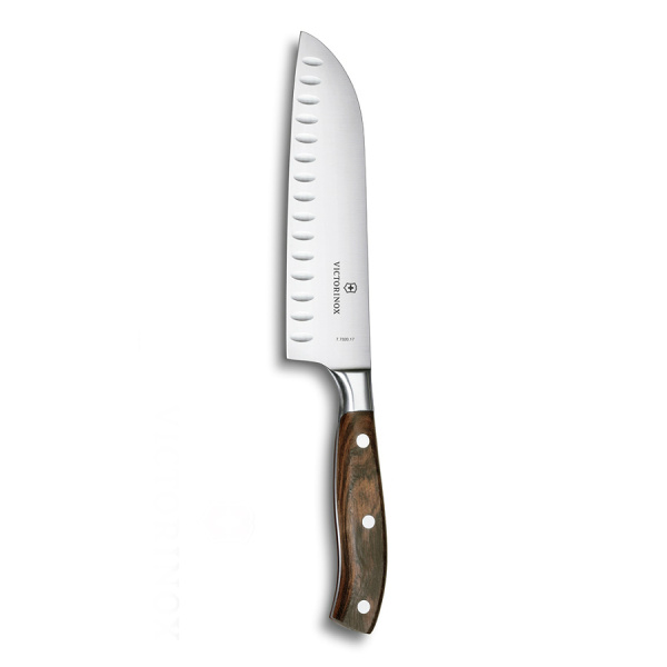 Нож VICTORINOX Santoku кованый, лезвие 17 см рифленое, дерево
