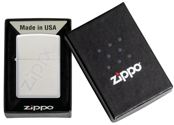  Зажигалка ZIPPO Logo с покрытием Satin Chrome