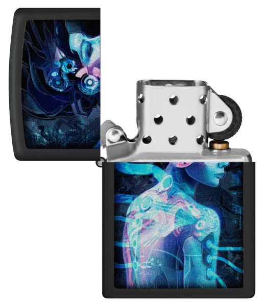 Зажигалка ZIPPO Cyborg Woman с покрытием Black Light 48517