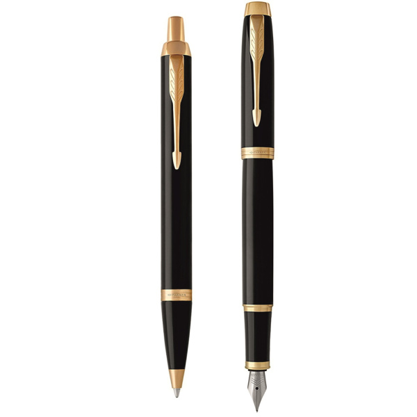 Подарочный набор Parker: Ручка перьевая + ручка шариковая Parker IM Core - Black GT