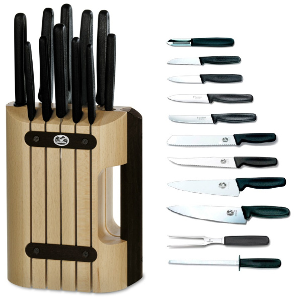 Набор Victorinox кухонный, 11 предметов, в подставке, черный