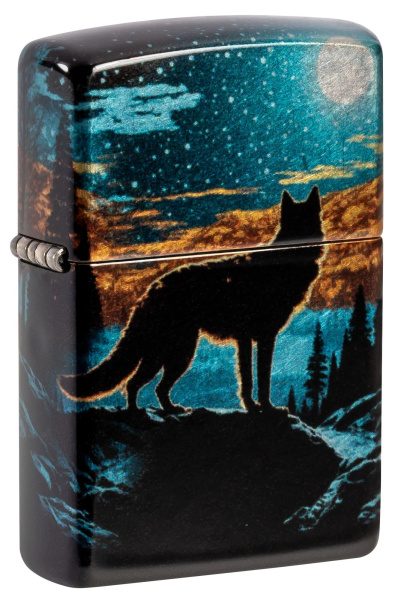 Зажигалка ZIPPO Moonlight Wolf Design с покрытием 540 Tumbled Chrome 46252