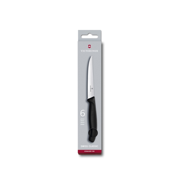 Набор из 6 ножей для стейков Swiss Classic 11 см, с серейторной заточкой VICTORINOX