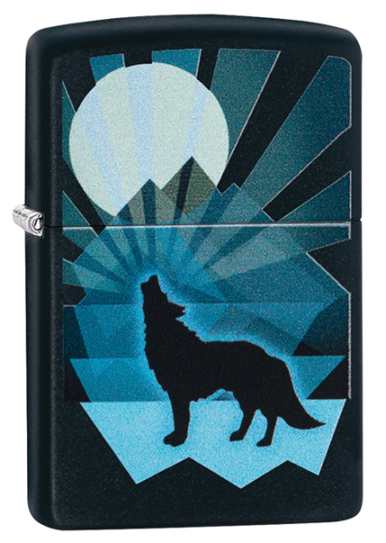 Зажигалка ZIPPO Wolf and Moon с покрытием Black Matte 29864