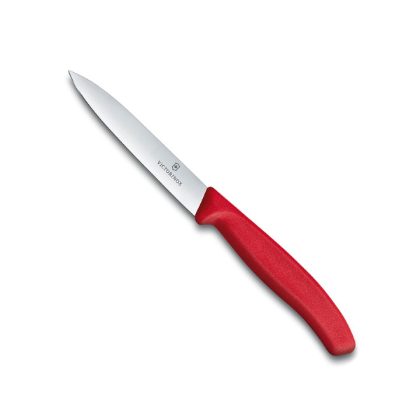 Нож Victorinox для чистки овощей и фруктов, лезвие 10 см прямое, красный