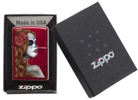 Зажигалка ZIPPO Day of Dead с покрытием Candy Apple Red™ 28830