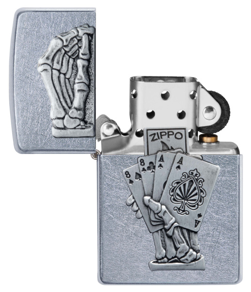 Зажигалка ZIPPO Dead Mans Hand с покрытием Street Chrome 49536