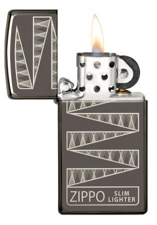 Зажигалка ZIPPO узкая в честь 65-летия с покрытием черный лед | Slim® 65th Anniversary Black Ice® 49709