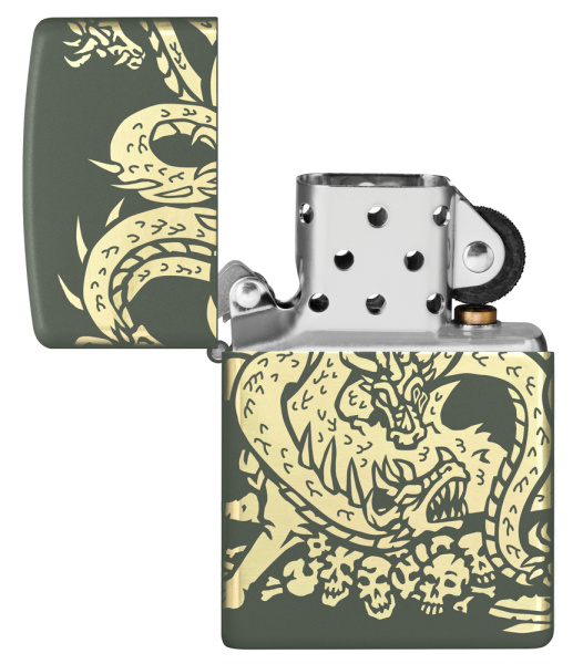 Зажигалка ZIPPO Dragon Design с покрытием Green Matte 48907