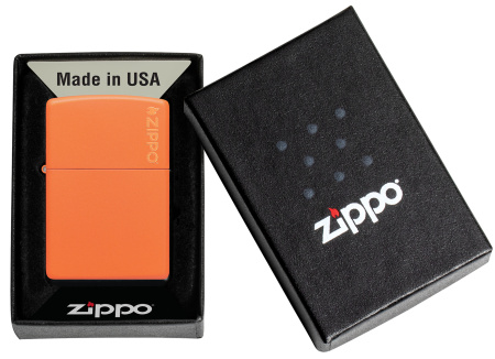 Зажигалка ZIPPO Логотип с оранжевым матовым покрытием | Logo Orange Matte 231ZL