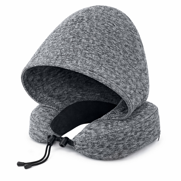 Подушка для путешествий с капюшоном Shon, тёмно-серая