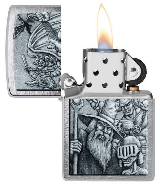 Зажигалка ZIPPO Mystical Beings Design с покрытием Brushed Chrome 46579