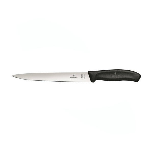 Нож Victorinox филейный, лезвие 20 см гибкое, черный, в картонном блистере