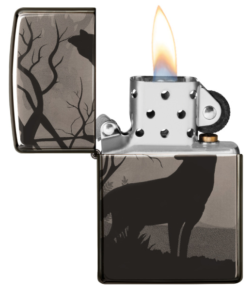 Зажигалка ZIPPO Wolves Design с покрытием Black Ice® 49188
