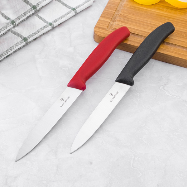 Нож Victorinox для чистки овощей и фруктов, лезвие 10 см прямое, красный